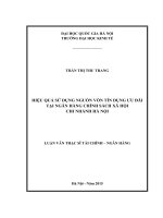 Hiệu quả sử dụng nguồn vốn tín dụng ưu đãi tại ngân hàng chính sách xã hội chi nhánh hà nội 
