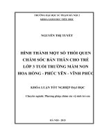Hình thành một số thói quen chăm sóc bản thân cho trẻ lớp 3 tuổi trường mầm non Hoa Hồng - Phúc Yên - Vĩnh Phúc (KL07339)