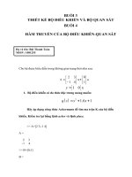 THIẾT kế bộ điều KHIỂN và bộ QUAN sát hàm TRUYỀN của bộ điều KHIỂN QUAN sát