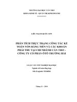 phân tích thực trạng công tác kế toán vốn bằng tiền và các khoản phải thu tại chi nhánh cần thơ – công ty cổ phần ôtô trường hải