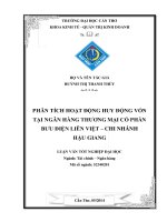phân tích hoạt động huy động vốn tại ngân hàng thương mại cổ phần bưu điện liên việt – chi nhánh hậu giang