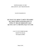 kế toán xác định và phân tích hiệu quả hoạt động kinh doanh của công ty trách nhiệm hữu hạn quảng cáo và thương mại vân anh