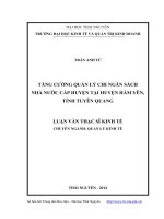 Tăng cường quản lý chi ngân sách nhà nước cấp huyện tại huyện hàm yên, tỉnh tuyên quang 