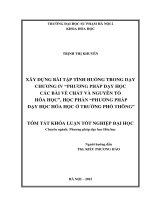 Xây dựng bài tập tình huống trong dạy học chương IV Phương pháp dạy học các bài về chất và nguyên tố hóa học, học phần Phương pháp dạy học Hóa học ở trường phổ thông