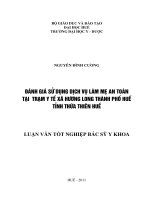 Đánh giá sử dụng dịch vụ làm mẹ an toàn tại trạm y tế phường hương long thành phố huế tỉnh thừa thiên huế