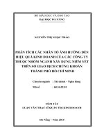 Phân tích các nhân tố ảnh hưởng đến hiệu quả kinh doanh của các công ty thuộc nhóm ngành xây dựng niêm yết trên sở giao dịch chứng khoán thành phố hồ chí minh 