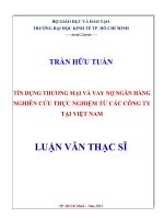 Tín dụng thương mại và vay nợ ngân hàng nghiên cứu thực nghiệm từ các công ty tại việt nam