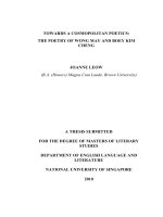 Towards a cosmopolitan poetics  the poetry of wong may  boey kim cheng 