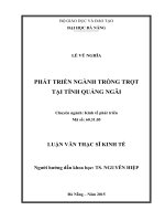 Luận văn thạc sĩ phát triển ngành trồng trọt tại tỉnh quảng ngãi