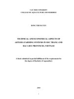 technical and economical aspects of artemia farming systems in soc trang and bac lieu provinces, vietnam