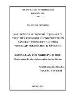 Xây dựng và sử dụng bài tập gắn với thực tiễn theo định hướng phát triển năng lực trong dạy học phần Kim loại SGK Hóa học12 nâng cao (KL07403)