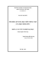 Khoá luận tốt nghiệp tìm hiểu kỹ năng học môn tiếng việt của học sinh lớp 3