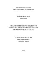 phân tích tình hình hoạt động xuất khẩu dược phẩm của công ty cổ phần dược hậu giang