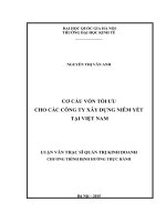 Cơ cấu vốn tối ưu cho các công ty xây dựng niêm yết tại việt nam  luận văn ths 2015 
