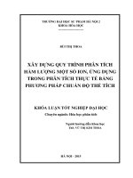 Xây dựng quy trình phân tích hàm lượng một số ion, ứng dụng trong phân tích thực tế bằng phương pháp chuẩn độ thể tích (KL07401)
