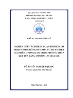 Nghiên cứu tách phân đoạn protein có hoạt tính chống oxy hóa từ dịch chiết hải miên (spongia sp ) theo phương pháp kết tủa bằng ammonium sulfate
