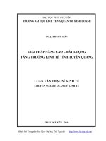 Giải pháp nâng cao chất lượng tăng trưởng kinh tế tỉnh tuyên quang 