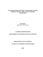 On the decision of public companies to seek foreign listings the case of chinese companies 
