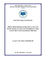 phân tích mối qua hệ giữa cán cân ngân sách và cán cân tài khoản vãng lai ở việt nam giai đoạn 1996  2013