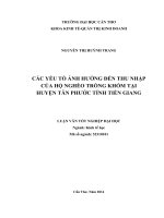 Các yếu tố ảnh hưởng đến thu nhập của hộ nghèo trồng khóm tại huyện tân phước tỉnh tiền giang