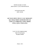 kế toán phân tích và xác định kết quả hoạt động kinh doanh tại công ty tnhh mtv công trình công cộng vĩnh long