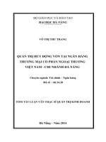 QUẢN TRỊ HUY ĐỘNG vốn tại NGÂN HÀNG THƯƠNG mại cổ PHẦN NGOẠI THƯƠNG VIỆT NAM   CHI NHÁNH đà NẴNG 