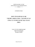 phân tích mối quan hệ chi phí  khối lượng  lợi nhuận tại công ty cổ phần dược hậu giang (dhg)