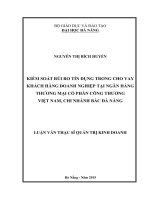 Luận văn thạc sĩ kiểm soát rủi ro tín dụng trong cho vay khách hàng doanh nghiệp tại ngân hàng TMCP công thương việt nam, chi nhánh bắc đà nẵng