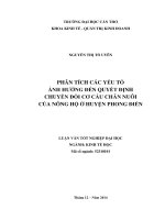 phân tích các yếu tố ảnh hưởng đến quyết định chuyển đổi cơ cấu chăn nuôi của nông hộ ở huyện phong điền