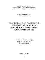 phân tích các nhân tố ảnh hưởng đến giới hạn tín dụng trong vay tiêu dùng của hộ gia đình tại thành phố cần thơ