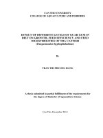effect of different levels of guar gum in diet on growth, feed efficiency and feed digestibilities of tra catfish (pangasinodon hyphophthalmus)