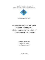 đánh giá công tác kế toán nguyên vật liệu và công cụ dụng cụ tại công ty cổ phần sadico cần thơ