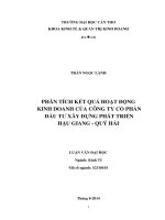 phân tích kết quả hoạt động kinh doanh của công ty cổ phần đầu tư xây dựng phát triển hậu giang  quý hải