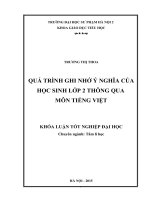 Quá trình ghi nhớ ý nghĩa của học sinh lớp 2 thông qua môn tiếng Việt
