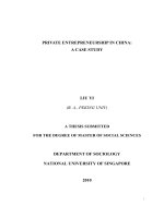 Private entrepreneurship in china a case study 