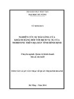 NGHIÊN cứu sự hài LÒNG của KHÁCH HÀNG đối với DỊCH vụ 3g của MOBIFONE TRÊN địa bàn TỈNH BÌNH ĐỊNH 