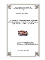 TỪ PHƯƠNG TRÌNH CHÍNH tắc của ELÍP đến các GIÁ TRỊ tức THỜI của NHỮNG DAO ĐỘNG có PHA VUÔNG góc NHAU 