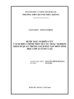 BƯỚC đầu NGHIÊN cứu CÁCH điều CHỈNH một số câu TRẮC NGHIỆM KHÁCH QUAN TRONG SÁCH bài tập môn SINH học lớp 12 NÂNG CAO 