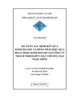 kế toán xác định kết quả kinh doanh và phân tích hiệu quả hoạt động kinh doanh tại công ty trách nhiệm hữu hạn thương mại ngọc diễm