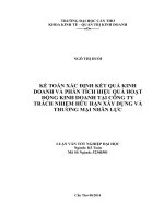 kế toán xác định kết quả kinh doanh và phân tích hiệu quả hoạt động kinh doanh tại công ty trách nhiệm hữu hạn xây dựng và thương mại nhân lực