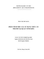 phân tích nhu cầu sử dụng thức ăn nhanh tại quận ninh kiều
