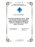 kế toán chi phí sản xuất – tính giá thành và phân tích biến động giá thành sản phẩm tại công ty cổ phần xuất nhập khẩu an giang