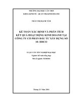 kế toán xác định và phân tích kết quả hoạt động kinh doanh tại công ty cổ phần đầu tư xây dựng số 10 idico