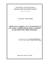 BƯỚC đầu NGHIÊN cứu CÁCH ĐÁNH GIÁ câu TRẮC NGHIỆM KHÁCH QUAN TRONG RA đề KIỂM TRA môn SINH học  