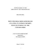 phân tích hoạt động kinh doanh của công ty cổ phần chế biến hàng xuất khẩu cầu tre năm 20116 2014