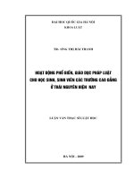 Hoạt động phổ biến, giáo dục pháp luật cho học sinh, sinh viên các trường cao đẳng ở thái nguyên hiện nay 