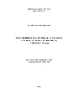 phân tích hiệu quả kỹ thuật và tài chính của nghề lưới kéo xa bờ (>90 cv) ở tỉnh sóc trăng