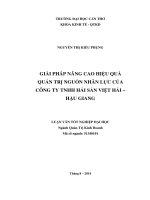 giải pháp nâng cao hiệu quả quản trị nguồn nhân lực của công ty tnhh hải sản việt hải – hậu giang
