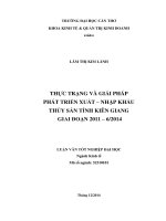 thực trạng và giải pháp phát triển xuất – nhập khẩu thủy sản tỉnh kiên giang giai đoạn 2011 – 6_ 2014