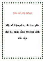 skkn một số biện pháp chỉ đạo giáo dục kỹ năng sống cho học sinh đầu cấp